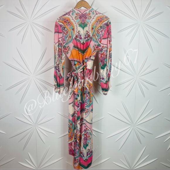 ZARA PRINTED WRAP KIMONO STYLE DRESS WITH POCKETS - Picture 15 of 16